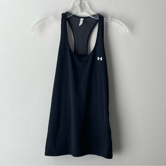 NWOT Under Armour Women's HeatGear Armour Racer Tank top size medium black mesh - Picture 7 of 11